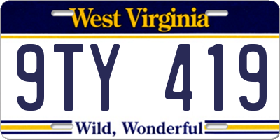 WV license plate 9TY419