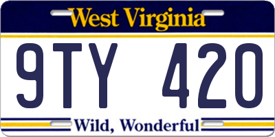WV license plate 9TY420