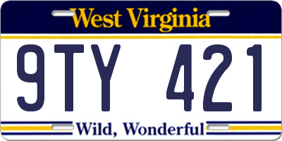 WV license plate 9TY421