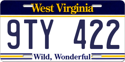 WV license plate 9TY422