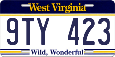WV license plate 9TY423