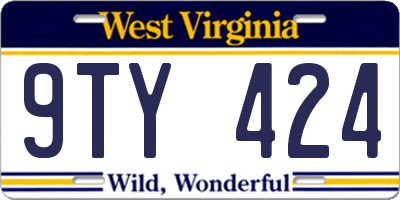 WV license plate 9TY424