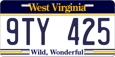 WV license plate 9TY425