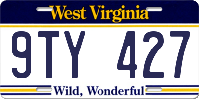 WV license plate 9TY427
