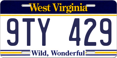 WV license plate 9TY429