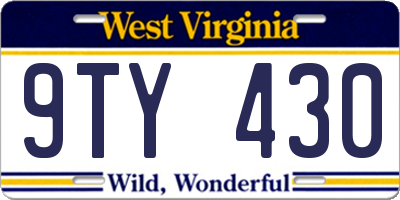 WV license plate 9TY430