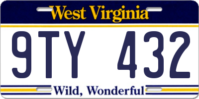 WV license plate 9TY432