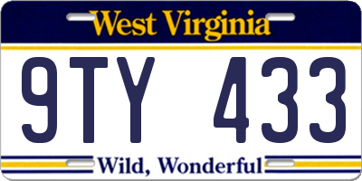 WV license plate 9TY433