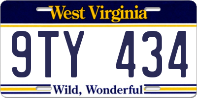 WV license plate 9TY434