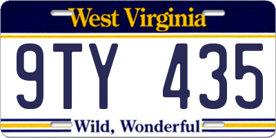 WV license plate 9TY435