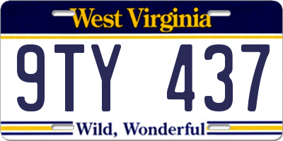 WV license plate 9TY437