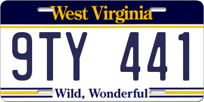 WV license plate 9TY441