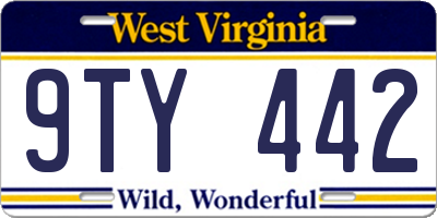 WV license plate 9TY442