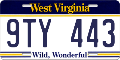 WV license plate 9TY443