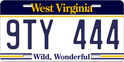 WV license plate 9TY444