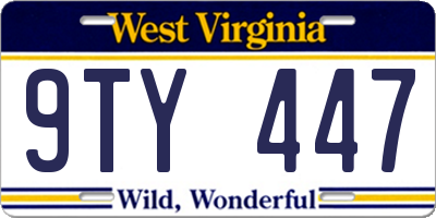 WV license plate 9TY447