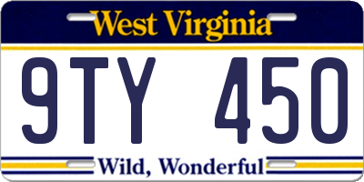 WV license plate 9TY450