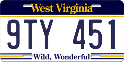 WV license plate 9TY451