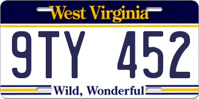 WV license plate 9TY452