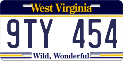 WV license plate 9TY454