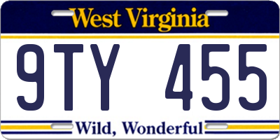 WV license plate 9TY455