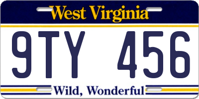 WV license plate 9TY456
