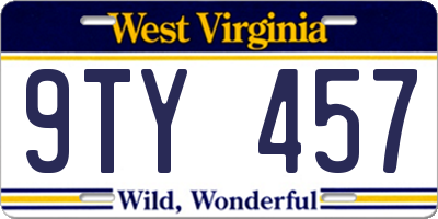 WV license plate 9TY457