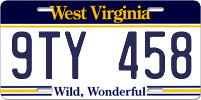 WV license plate 9TY458