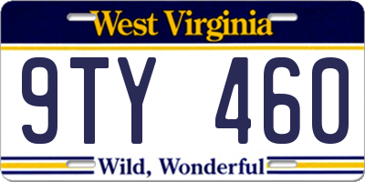 WV license plate 9TY460