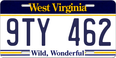 WV license plate 9TY462