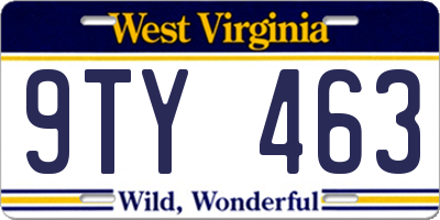 WV license plate 9TY463
