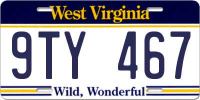 WV license plate 9TY467