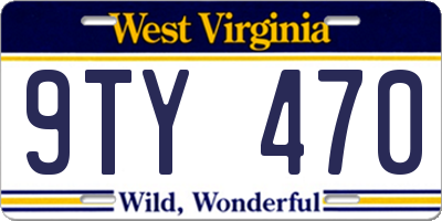 WV license plate 9TY470