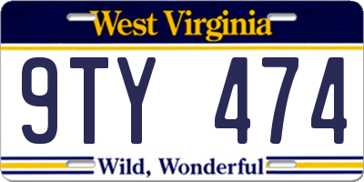 WV license plate 9TY474