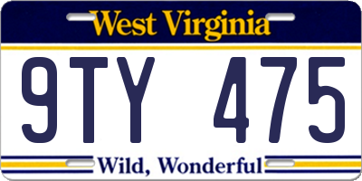 WV license plate 9TY475