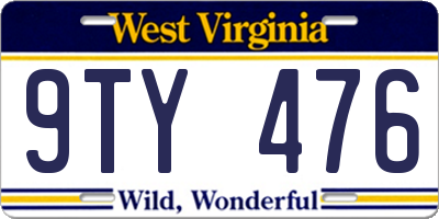 WV license plate 9TY476