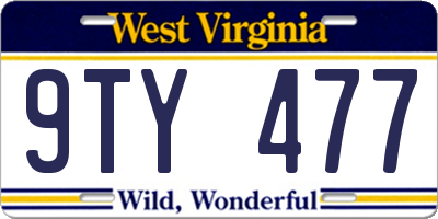 WV license plate 9TY477