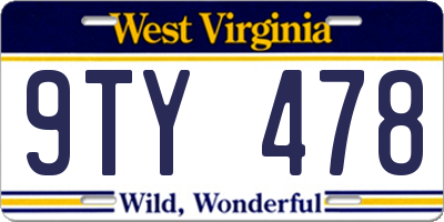 WV license plate 9TY478