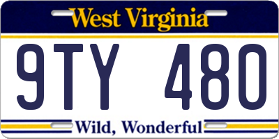 WV license plate 9TY480
