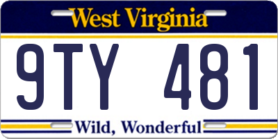 WV license plate 9TY481