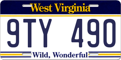 WV license plate 9TY490