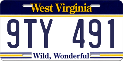 WV license plate 9TY491
