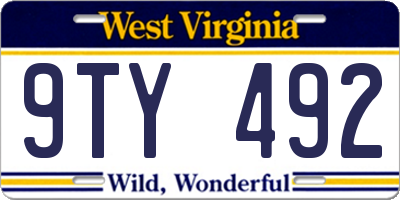 WV license plate 9TY492
