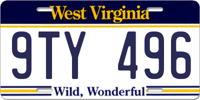 WV license plate 9TY496