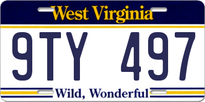 WV license plate 9TY497