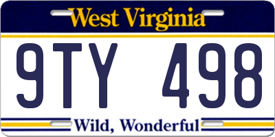 WV license plate 9TY498
