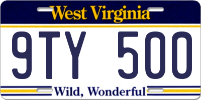 WV license plate 9TY500