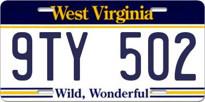 WV license plate 9TY502