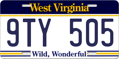 WV license plate 9TY505