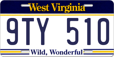 WV license plate 9TY510